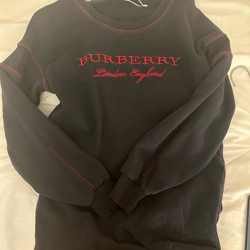 Burberry Black Crewneck with Subtle Red Details